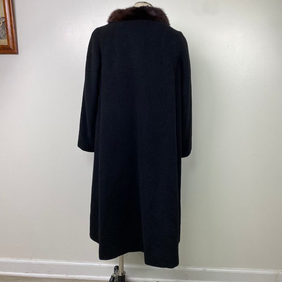 Vintage Best & Co Black Wool Coat w/ Brown Mink Collar Union Label Made in USA - Picture 6 of 9